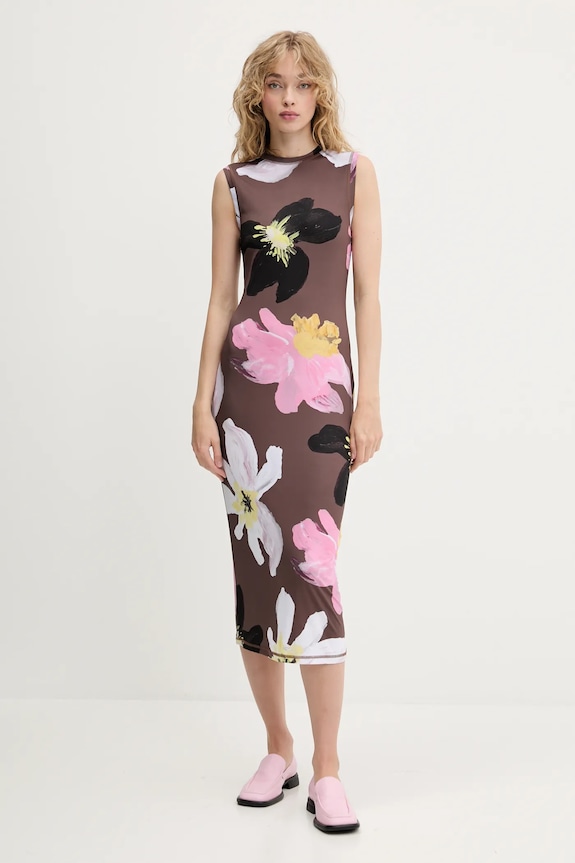 Stine Goya vestito midi marrone SG.PF25.D104.2244