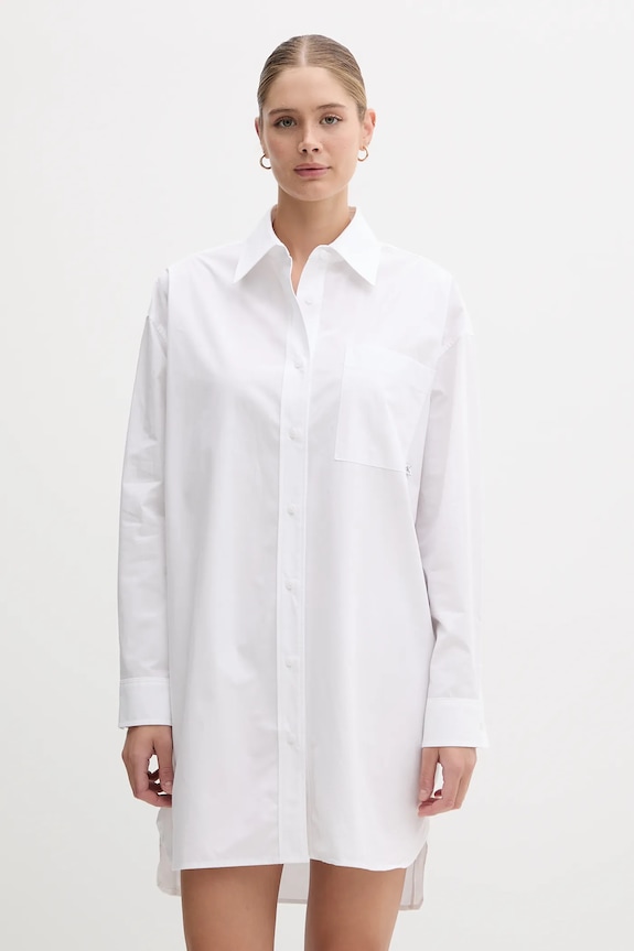 Bavlnené šaty Calvin Klein Jeans bavlna biela LV047C022G