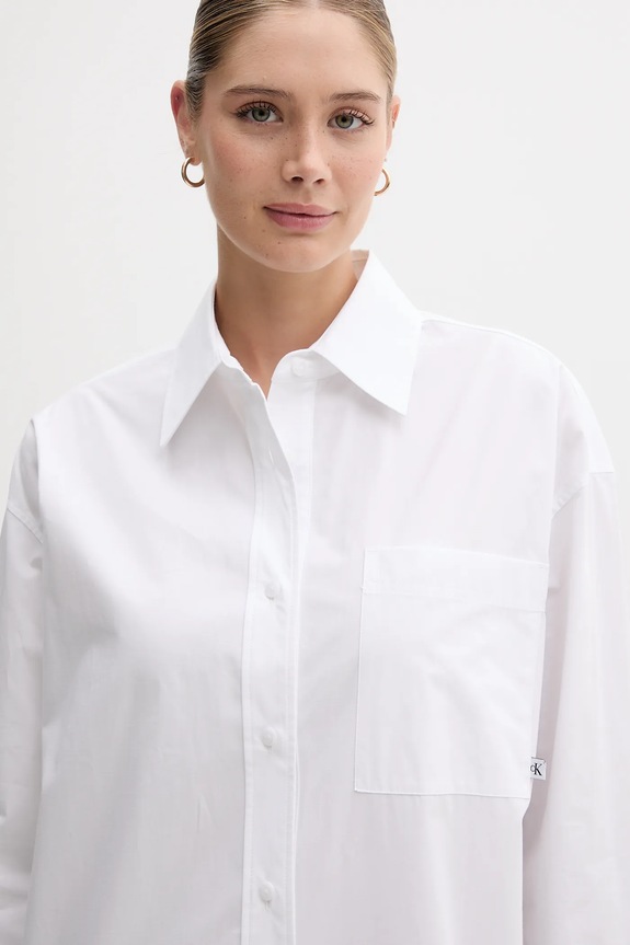 Bavlnené šaty Calvin Klein Jeans biela LV047C022G
