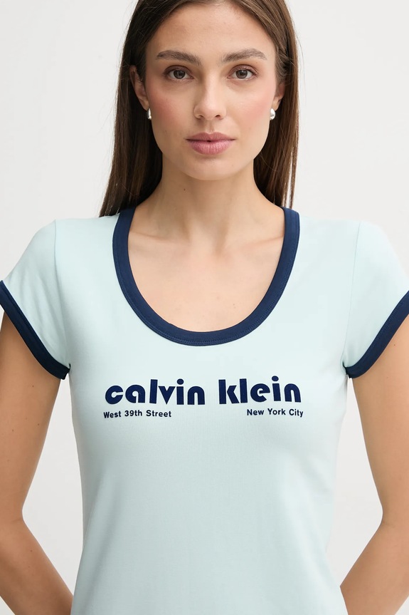 Calvin Klein Jeans sukienka turkusowy LV047C259G