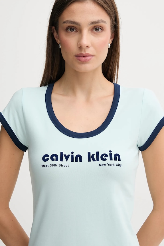 Calvin Klein Jeans sukienka turkusowy LV047C259G