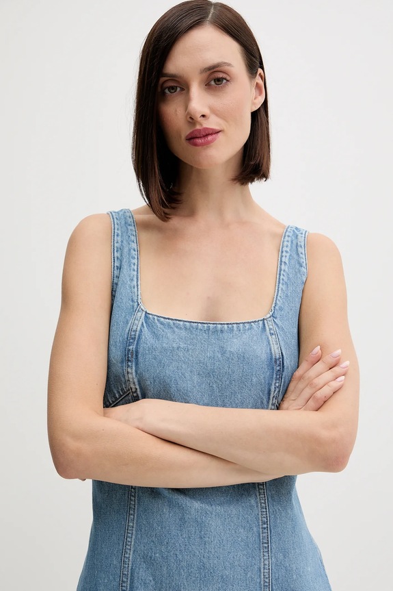 Rifľové šaty Calvin Klein Jeans modrá LV047C714G