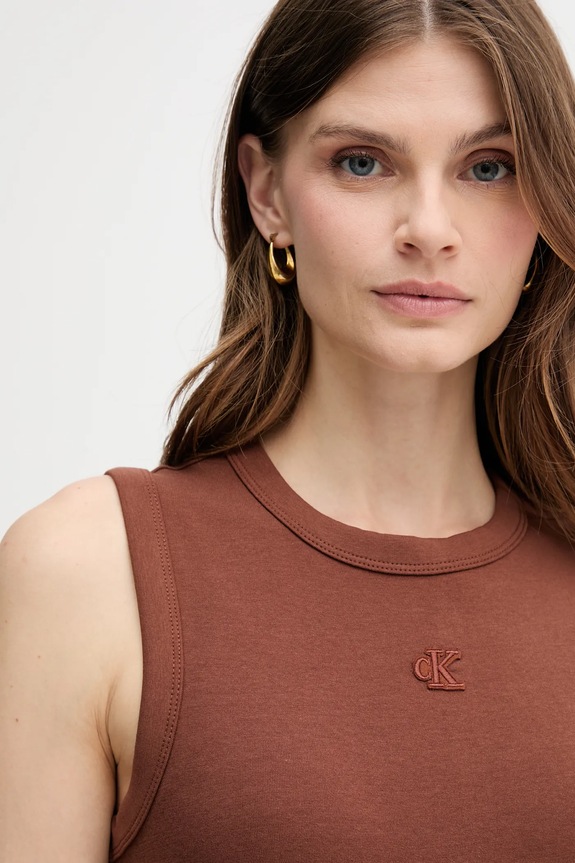 Šaty Calvin Klein Jeans hnedá LV047C240G