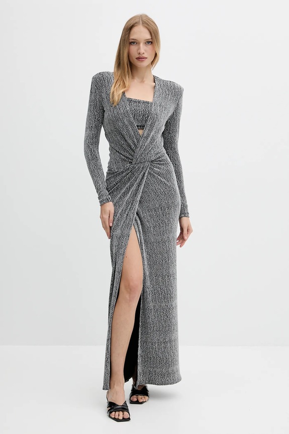 Simona Corsellini rochie maxi argintiu A25CEAB10201