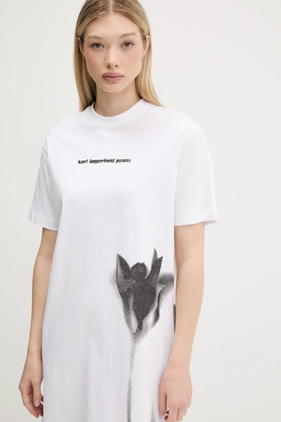 Karl Lagerfeld Jeans sukienka bawełniana biały A3W13006