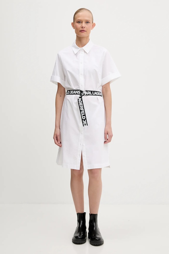 Βαμβακερό φόρεμα Karl Lagerfeld Jeans A3W13030 λευκό AW25
