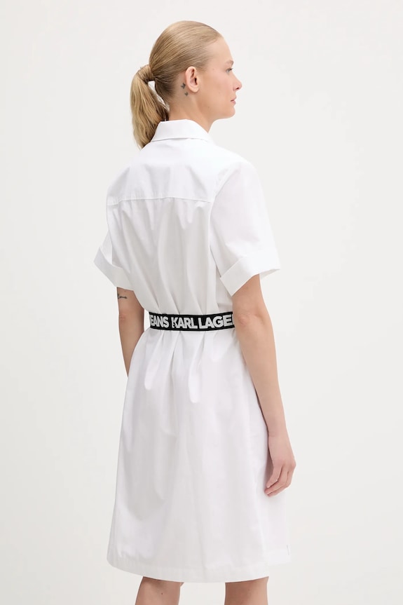 Ρούχα Βαμβακερό φόρεμα Karl Lagerfeld Jeans A3W13030 λευκό