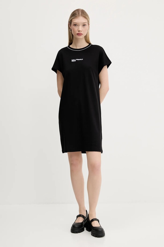 Karl Lagerfeld Jeans rochie din bumbac mini negru A3W13044