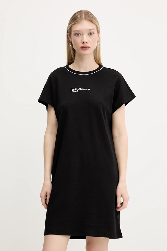 Karl Lagerfeld Jeans rochie din bumbac A3W13044 negru AW25