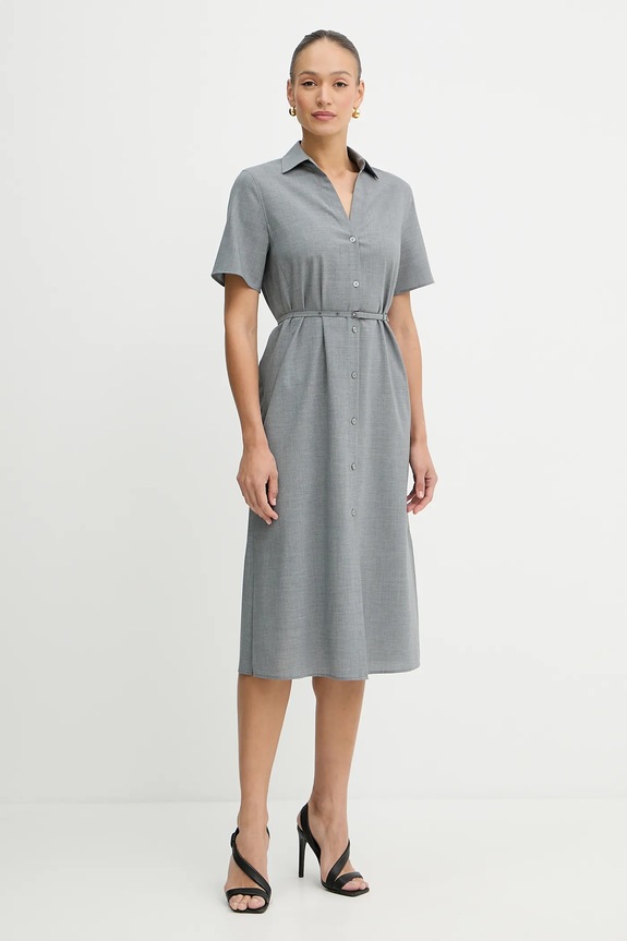 Vlnené šaty BOSS Dulera 50541988 sivá AW25