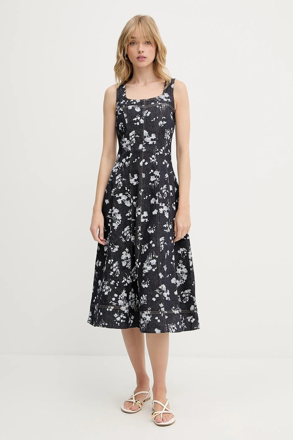 Karl Lagerfeld rochie din denim midi bleumarin A3W13004