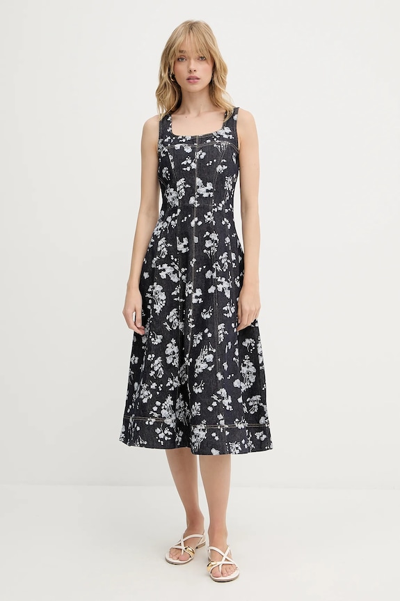 Karl Lagerfeld rochie din denim midi bleumarin A3W13004