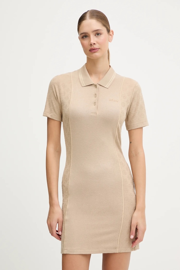 Šaty Guess PEONY nášivka béžová V5YK00.KCX12