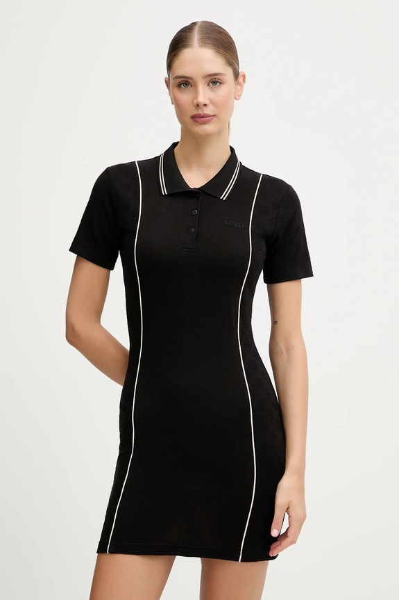 Šaty Guess PEONY nášivka čierna V5YK00.KCX12