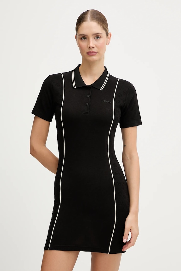 Šaty Guess PEONY nášivka čierna V5YK00.KCX12