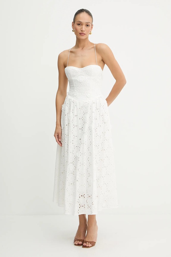 Pamučna haljina Bardot pamuk bijela 59786DB2