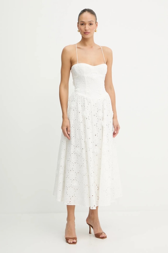 Pamučna haljina Bardot 59786DB2 bijela AW25