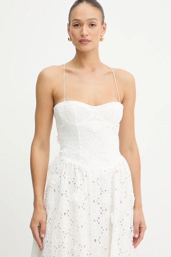 Pamučna haljina Bardot bijela 59786DB2