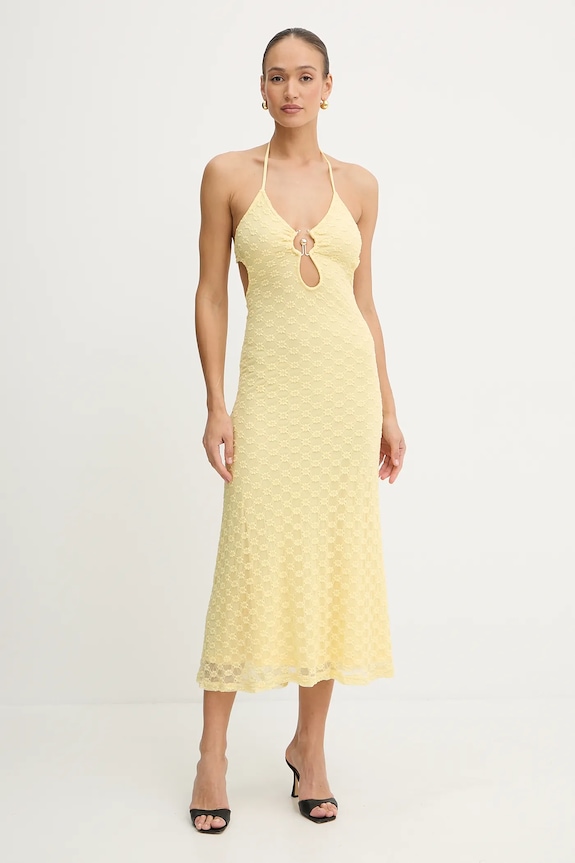Φόρεμα Bardot casual κίτρινο 59904DB1