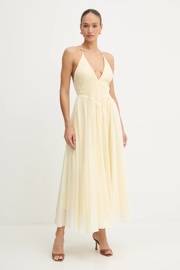 Bardot vestito maxi giallo 59963DB