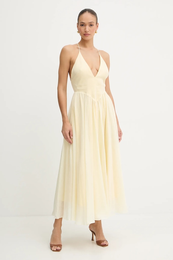 Bardot vestito maxi giallo 59963DB