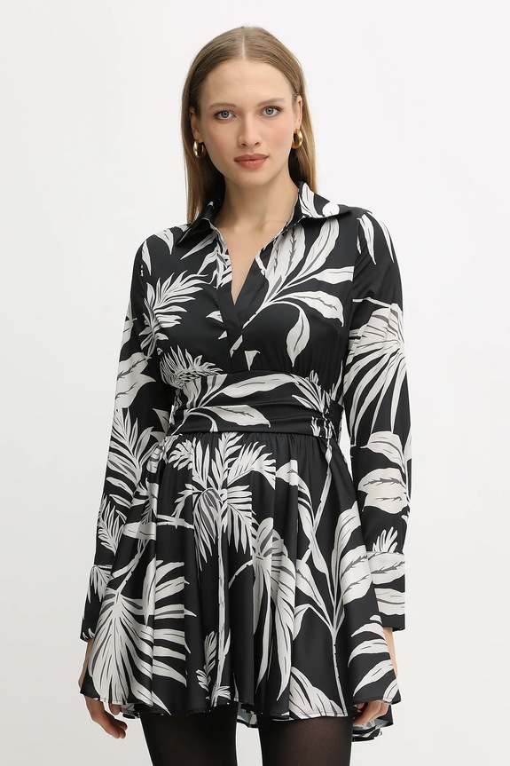 Šaty Guess CONCETTA zvieracia potlač čierna W5YK00.WF1T2