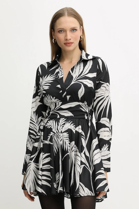 Šaty Guess CONCETTA zvieracia potlač čierna W5YK00.WF1T2