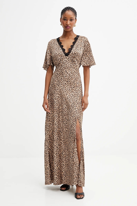 Guess sukienka MARTINE wzorzyste brązowy W5YK01.WHEZ2