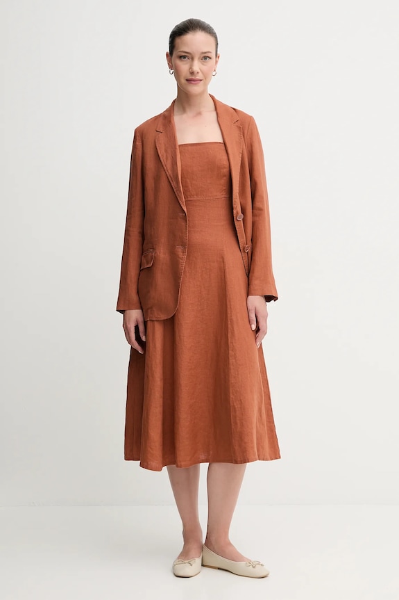 United Colors of Benetton vestito di lino 4AGHDV0AG arancione AW25
