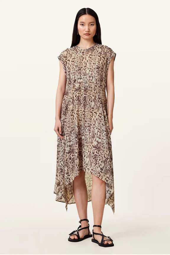 AllSaints sukienka ARWEN casual brązowy W104DC