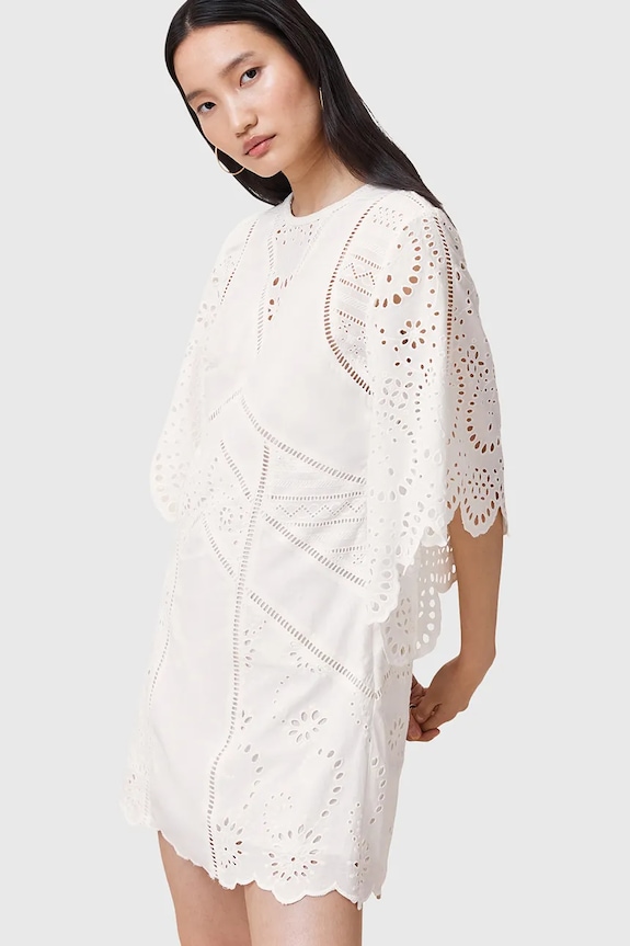 Îmbrăcăminte AllSaints rochie din bumbac LUCI W138DC alb