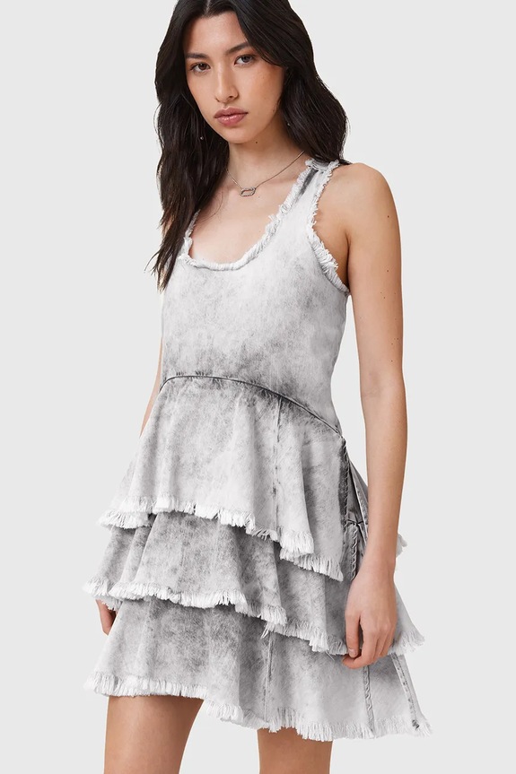 Bavlnené šaty AllSaints CAVARLY W275DC sivá AW25