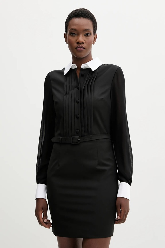 Blugirl Blumarine rochie cu lână fixat negru RF5244.T207A