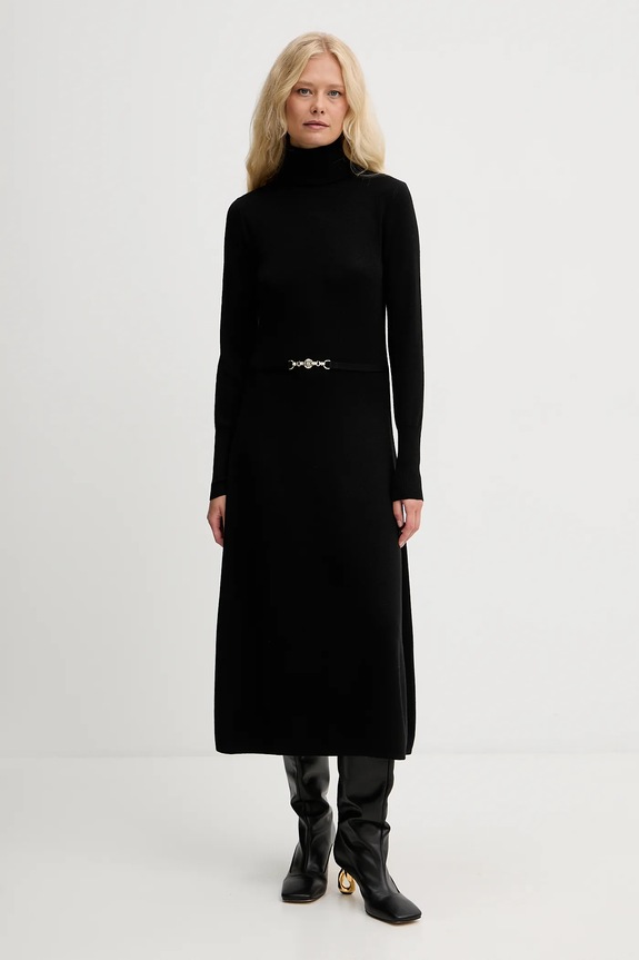 Fracomina ruha gyapjúkeverékből hosszú fekete FR25WD5004K459Q7