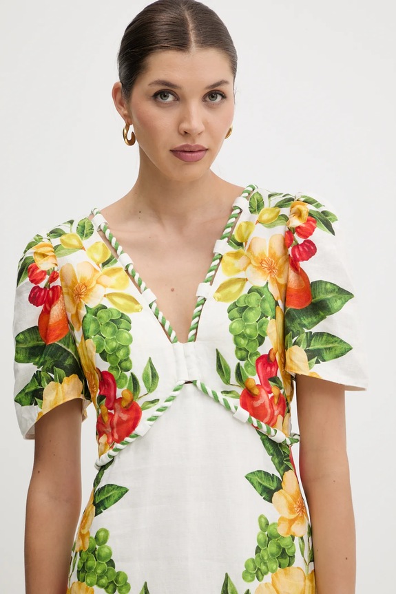 Ρούχα Λινό φόρεμα Farm Rio 335815 λευκό