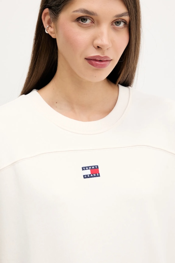 Βαμβακερό φόρεμα Tommy Jeans μπεζ DW0DW21484