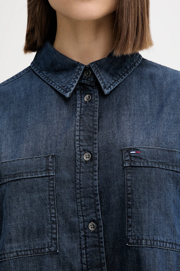 Rifľové šaty Tommy Jeans DW0DW21650 tmavomodrá