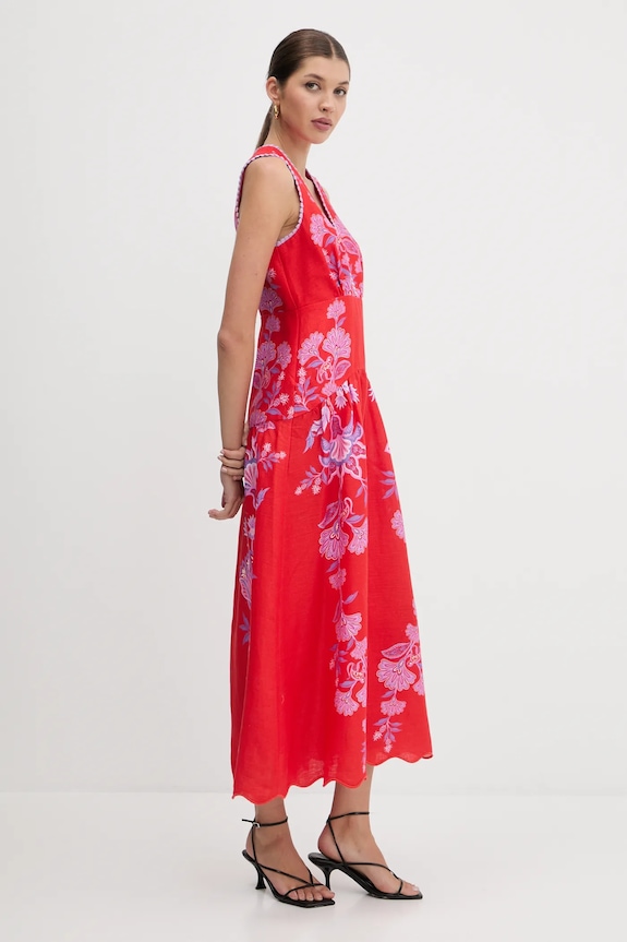 Farm Rio vestito di lino 336269 rosso AW25