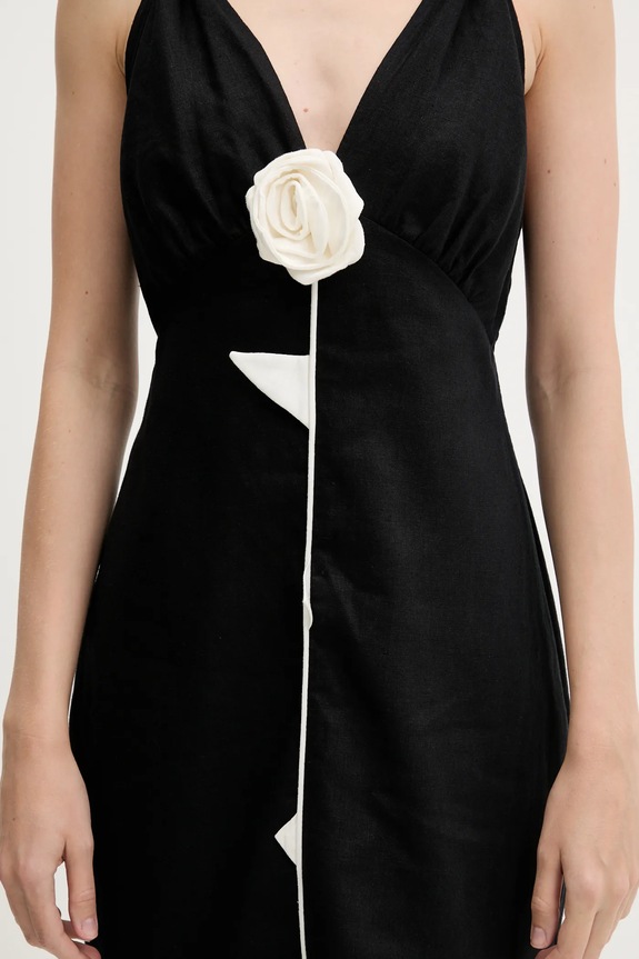 Λινό φόρεμα Farm Rio 336607 μαύρο