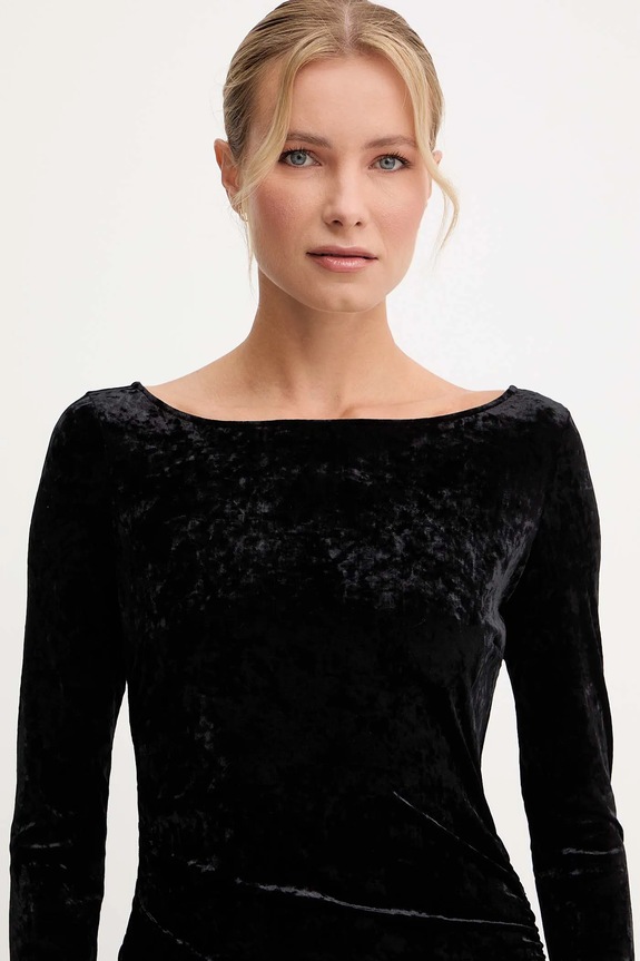 Patrizia Pepe sukienka welurowa czarny 2A2979.J343