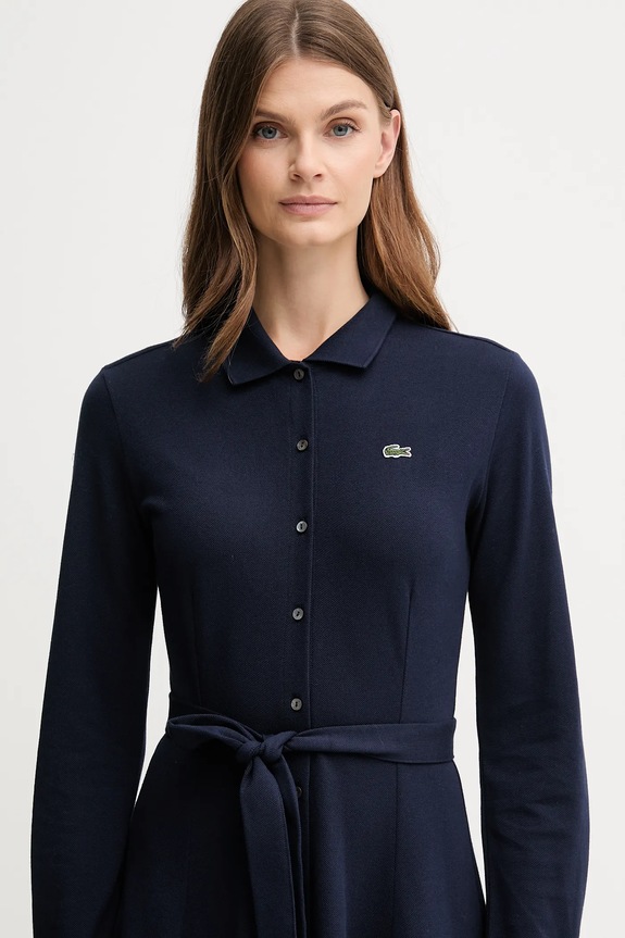Bavlnené šaty Lacoste tmavomodrá EF5299