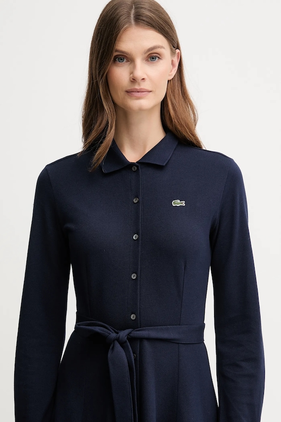 Bavlnené šaty Lacoste tmavomodrá EF5299