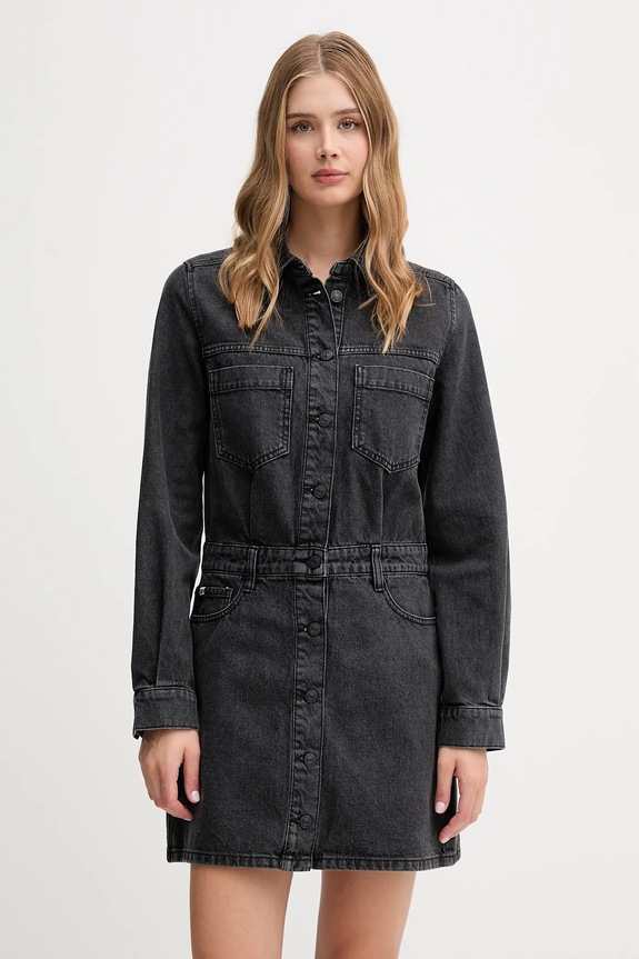 Džínové šaty Dkny mini šedá DJ5D9064