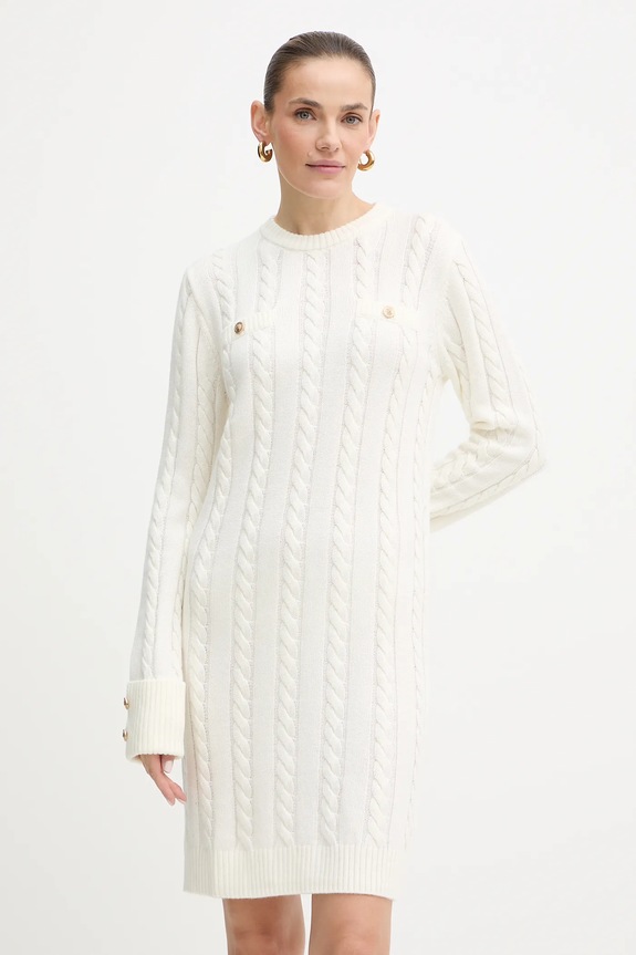 Šaty s příměsí vlny Guess ELSA mini béžová W5BK46.Z1192