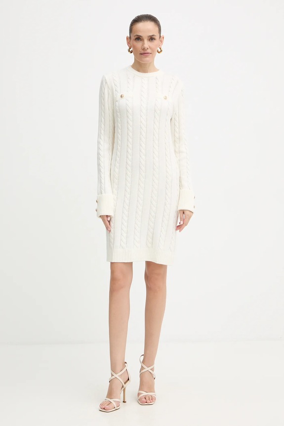 Šaty s příměsí vlny Guess ELSA W5BK46.Z1192 béžová AW25