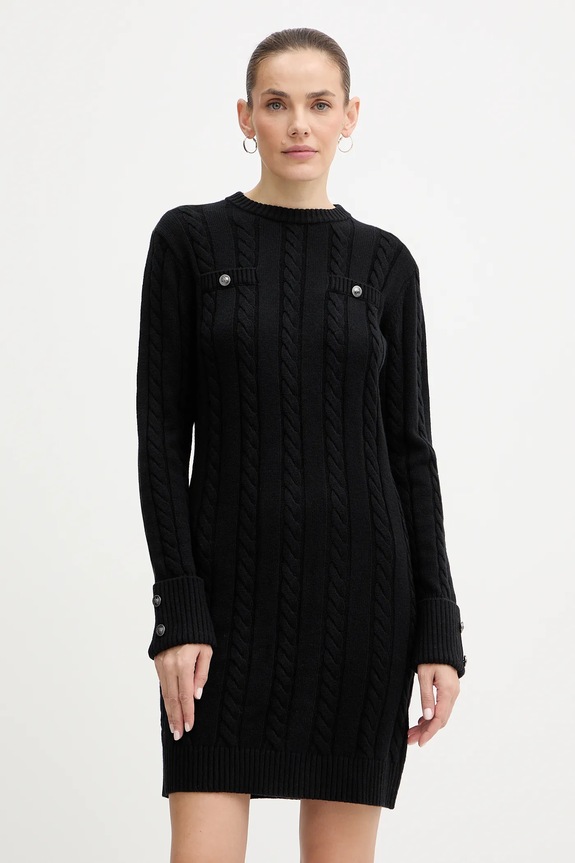 Šaty s příměsí vlny Guess ELSA mini černá W5BK46.Z1192