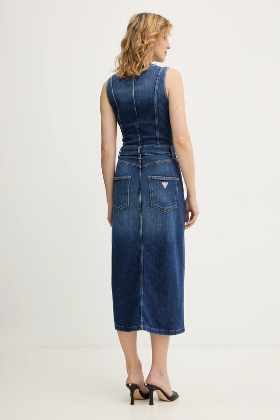 Odzież Guess sukienka jeansowa AMARA W5BK40.D0615 niebieski