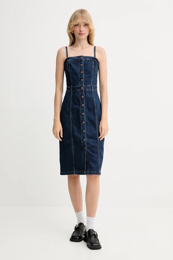 Jeans obleka Levi's Z elastanom mornarsko modra 0002S
