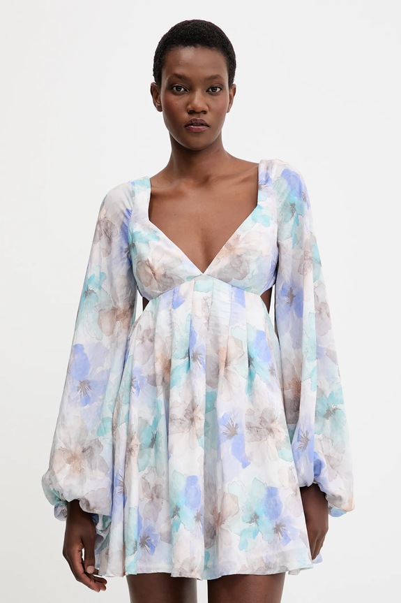 Bardot sukienka rozkloszowany niebieski 59858DB2