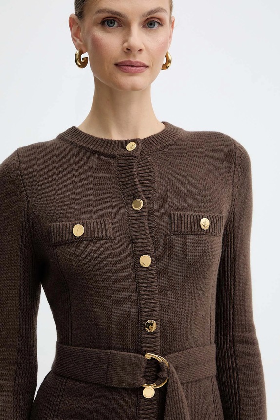 Marciano by Guess sukienka z dodatkiem kaszmiru AFRAH brązowy 5BGK43.5893Z
